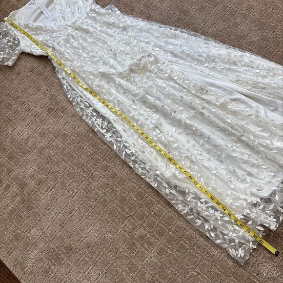 Baltic Born Marseille Embossed Maxi Dress Women's L White Long Slit Bride Fairy - Picture 8 of 10